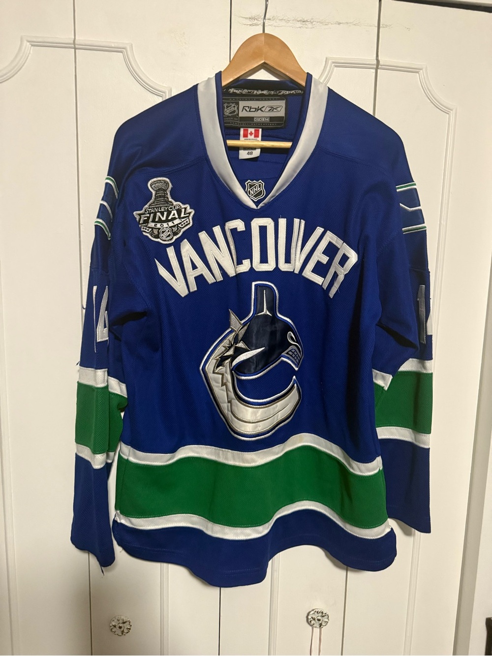 CCM Blue and White Vancouver Hockey Jersey